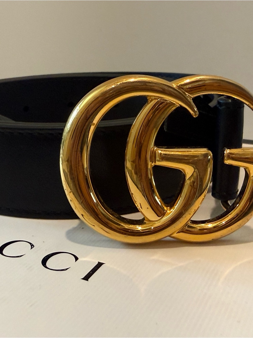 Gucci GG Marmont Black Leather Belt